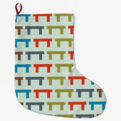 柄の繰り返されるブロック ラージクリスマスストッキング (正面)