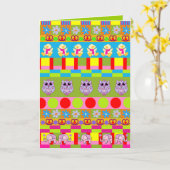 柄やフクロウなどのかわいい誕生日カード カード (黄色い花)