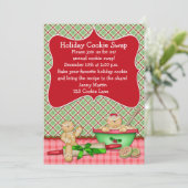 柄付きホリデー・クッキー交換招待状 招待状 (スタンド正面)