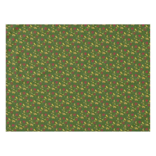 柊の赤い漿果クリスマスの葉柄緑 テーブルクロス (正面(横))