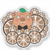柑橘でカピバラの極楽リラクゼーション シール (正面)