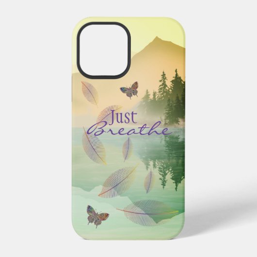 柑橘の山の静かな水面 JUST BREATHE   iPhoneケース (裏面)