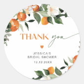 柑橘テーマの葉ブライダル感謝していyou ラウンドシール (正面)