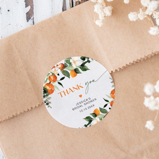 柑橘テーマの葉ブライダル感謝していyou ラウンドシール