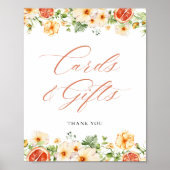 柑橘フローラブライダルシャワーカードとギフトサイン ポスター (正面)