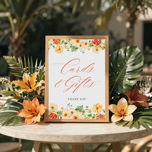 柑橘フローラブライダルシャワーカードとギフトサイン ポスター