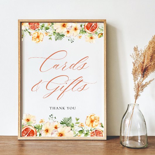 柑橘フローラブライダルシャワーカードとギフトサイン ポスター