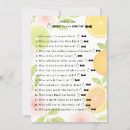 柑橘フローラブライダルシャワーゲーム 招待状