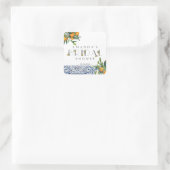 柑橘ブライダルシャワーの好意オレンジのタイルのラベル スクエアシール (バッグ)