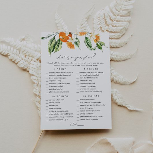 柑橘ブライダルシャワーゲームカードフォンゲーム 招待状