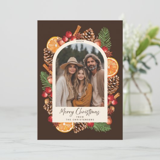 柑橘冬素朴植物写真クリスマス シーズンカード (スタンド正面)