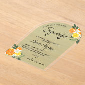 柑橘彼女が彼女のメインスクイーズブライダルシャワー アクリル招待状 (レイダウン)