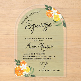 柑橘彼女が彼女のメインスクイーズブライダルシャワー アクリル招待状