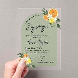 柑橘彼女が彼女のメインスクイーズブライダルシャワー アクリル招待状