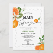 柑橘彼女が彼女の主なスクイーズブライダルシャワー 招待状 (正面)