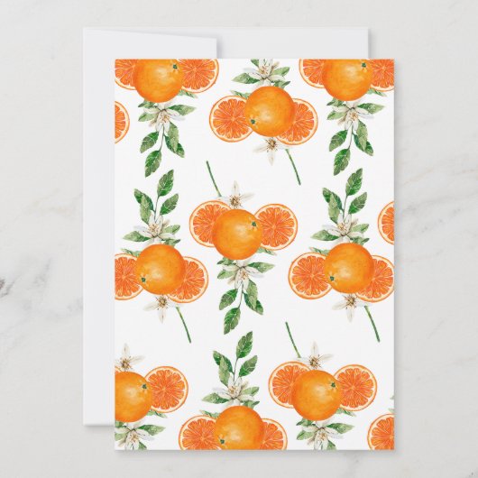 柑橘彼女が彼女の主なスクイーズブライダルシャワー 招待状 (裏面)