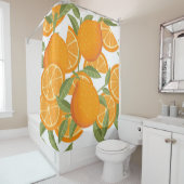 柑橘系の喜び:オレンジ色のフルーツパターン シャワーカーテン (インサイチュ)