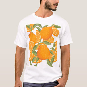 柑橘系の喜び:オレンジ色のフルーツパターン Tシャツ