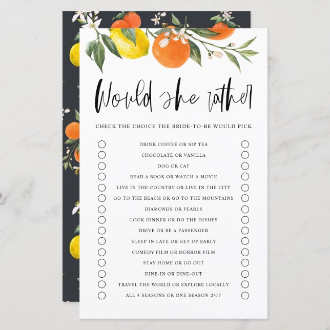 柑橘系の彼女はむしろブライダルシャワーゲーム (正面/裏面)