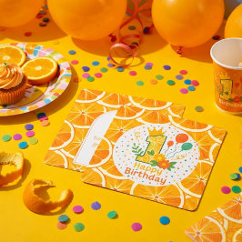 柑橘系の最初の誕生日番号「1」 サンキューカード