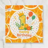 柑橘系の最初の誕生日番号「1」パーティー フェイバータグ (正面)