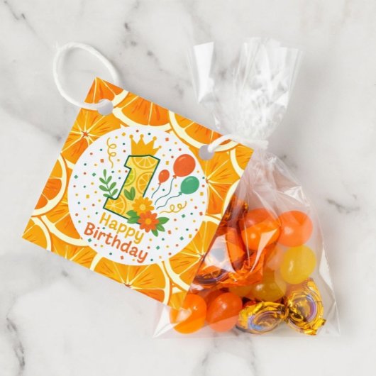 柑橘系の最初の誕生日番号「1」パーティー フェイバータグ