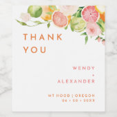 柑橘系の水の色結婚の感謝 ワインラベル (シングルラベル)