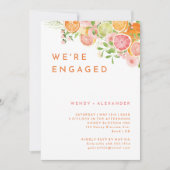 柑橘系の水彩写真婚約した 招待状 (正面)