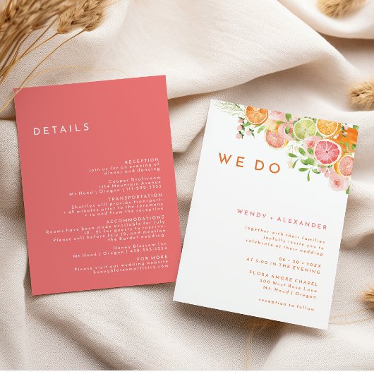 柑橘系の水彩我々は一つでやっ結婚ている 招待状