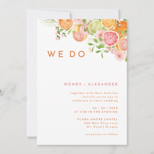 柑橘系の水彩私たちは結婚の写真を行う 招待状 (正面)