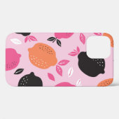 柑橘系の継ぎ目のない模様の織物。イラストレーションバック Case-Mate iPhoneケース (裏面 (横))
