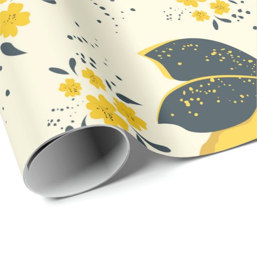 柑橘系の継ぎ目の無い模様とカラフルイエローレモン ラッピングペーパー (ロールコーナー)