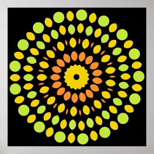 柑橘系の色、緑、黄色、オレンジ、 ポスター (正面)