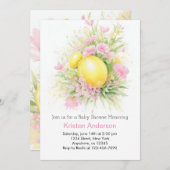 柑橘系の花の牧草女の子の赤ちゃんシャワー 招待状 (正面/裏面)