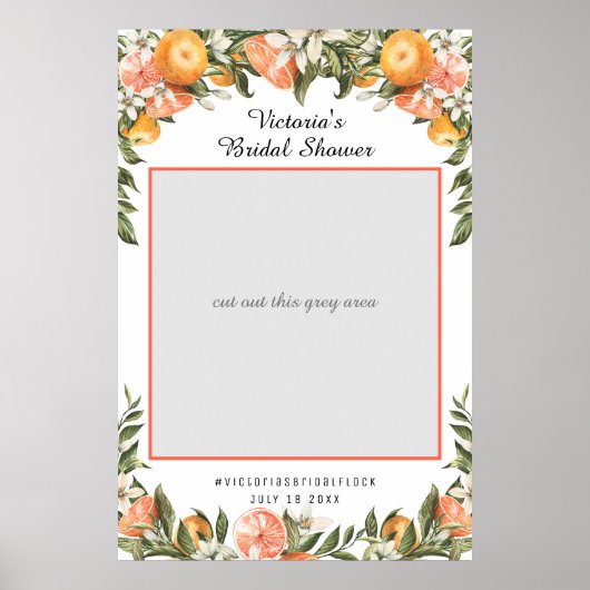 柑橘系エレガント植物性ブライダルシャワーフォトプロップ ポスター (正面)