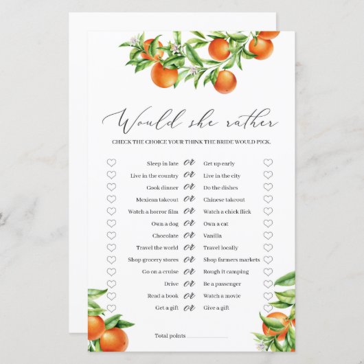 柑橘系オレンジの夏の果物は彼女はむしろゲームをする (正面/裏面)