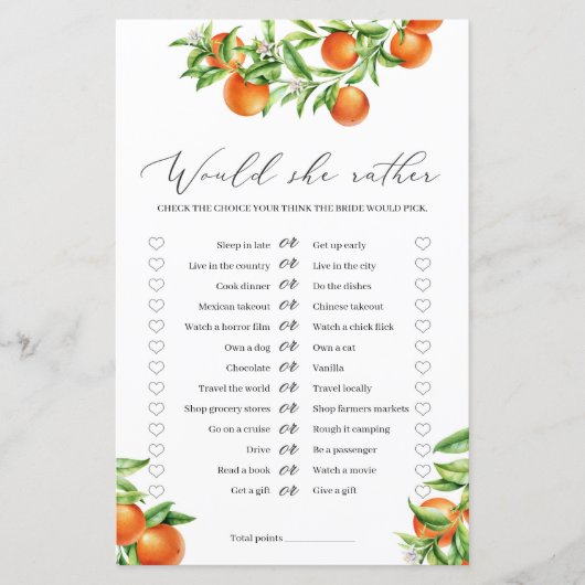 柑橘系オレンジの夏の果物は彼女はむしろゲームをする (正面)