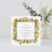 柑橘系オレンジ水色結婚式招待状 招待状 (スタンド正面)