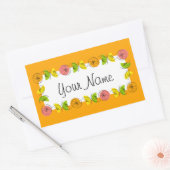 柑橘系サークルオレンジ色の名前シール長方形 長方形シール (封筒)