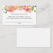 柑橘系ピンクの花おむつラッフルベビーシャワー エンクロージャーカード (正面/裏面)