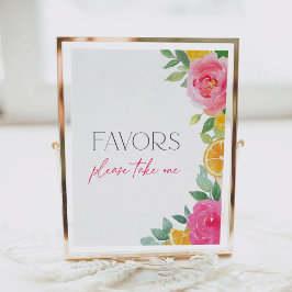 柑橘系ピンクフローラ赤ちゃんシャワー好意サイン ポスター