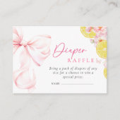 柑橘系ピンクボウ赤ちゃんシャワーおむつラッフル エンクロージャーカード (正面)