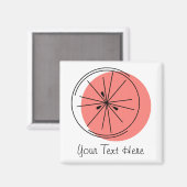 柑橘系ピンク文字マグネット正方形 マグネット (正面/裏面)