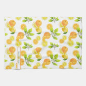 柑橘系フルーツアートオレンジ&レモンパッテン キッチンタオル (横)