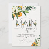 柑橘系ブライダルシャワー彼女は彼女の主なスクイーズを見つけた 招待状 (正面)