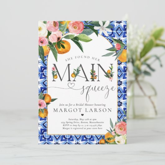 柑橘系ブライダルシャワー彼女は彼女の主な絞り込みを見つけた 招待状 (スタンド正面)