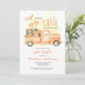 柑橘系ベビーシャワーの途中の小さなかわいこちゃん 招待状 (スタンド正面)