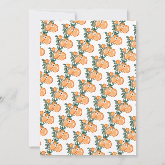 柑橘系ベビーシャワーの途中の小さなかわいこちゃん 招待状 (裏面)