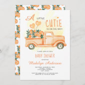 柑橘系ベビーシャワーの途中の小さなかわいこちゃん 招待状 (正面/裏面)