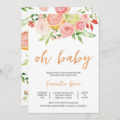 柑橘系ベビーシャワー 招待状 (正面/裏面)